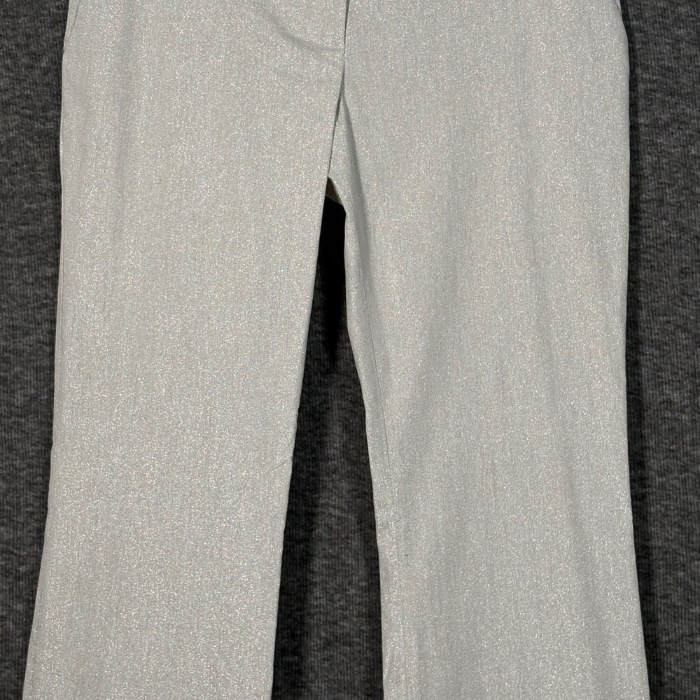 L'Autre Chose Metallic Silver Shimmer Flare Pants Womens US 4 IT 40 - Picture 3 of 15